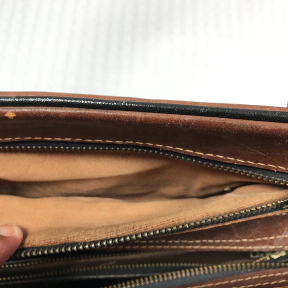 Vintage Tooled Leather Handbag Brown Floral - Picture 11 of 14